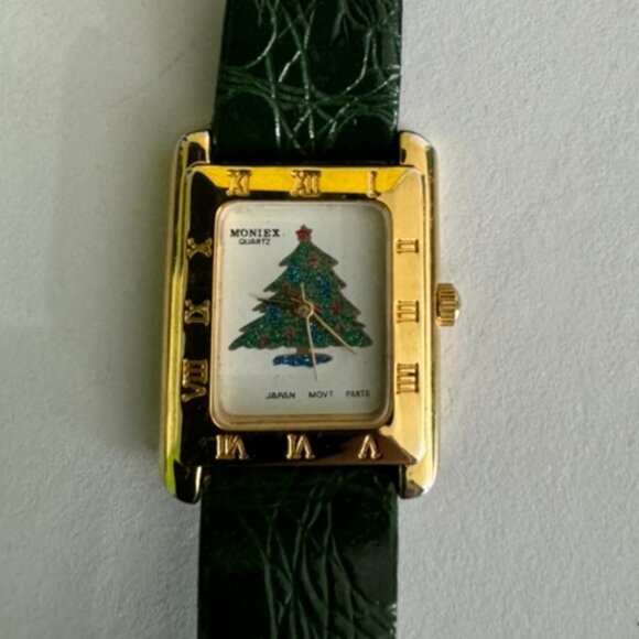 Set of 2 Vtg.Cardini Quartz Holiday Snowman & Moniex Christmas Tree Analog Watch - Picture 12 of 16